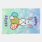 イースターエッグのイースターウサギ キッチンタオル (横)