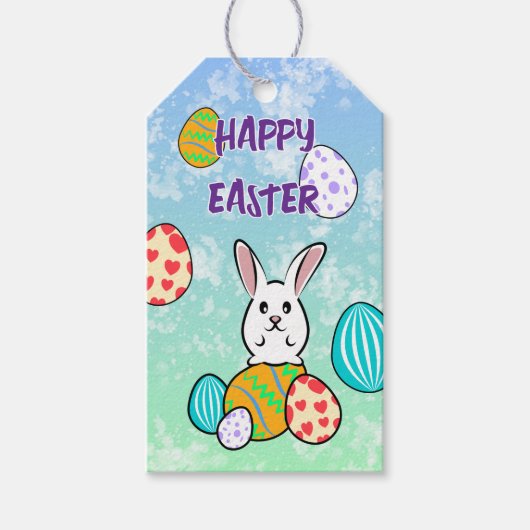 イースターエッグのイースターウサギ ギフトタグ (正面)