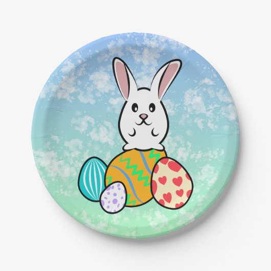 イースターエッグのイースターウサギ ペーパープレート (正面)