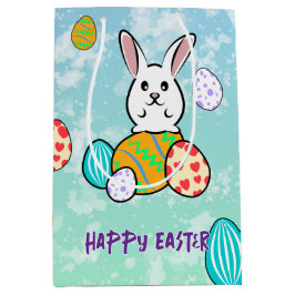 イースターエッグのイースターウサギ ミディアムペーパーバッグ