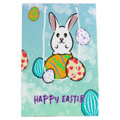 イースターエッグのイースターウサギ ミディアムペーパーバッグ (裏面)
