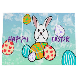 イースターエッグのイースターウサギ ラージペーパーバッグ