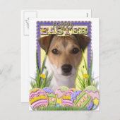 イースターエッグのクッキー-ジャックラッセル シーズンポストカード (正面/裏面)