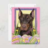 イースターエッグのクッキー-ドーベルマン犬 シーズンポストカード (正面/裏面)