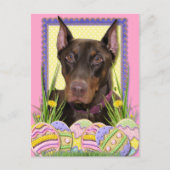イースターエッグのクッキー-ドーベルマン犬 シーズンポストカード (正面)