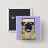 イースターエッグのクッキー-パグ 缶バッジ (正面&裏面)