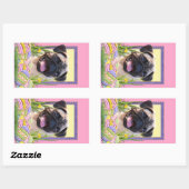 イースターエッグのクッキー-パグ 長方形シール (シート)