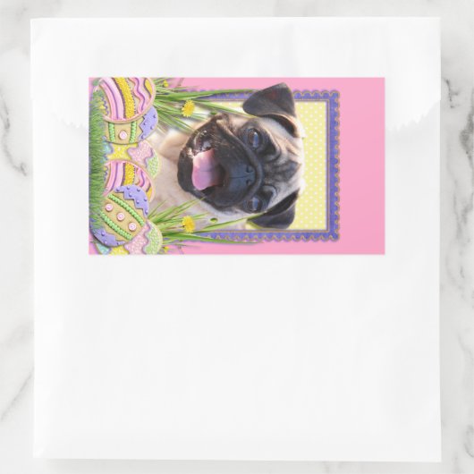 イースターエッグのクッキー-パグ 長方形シール (バッグ)