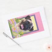 イースターエッグのクッキー-パグ 長方形シール (封筒)