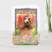 イースターエッグのクッキー-プードル-赤 シーズンカード (正面)