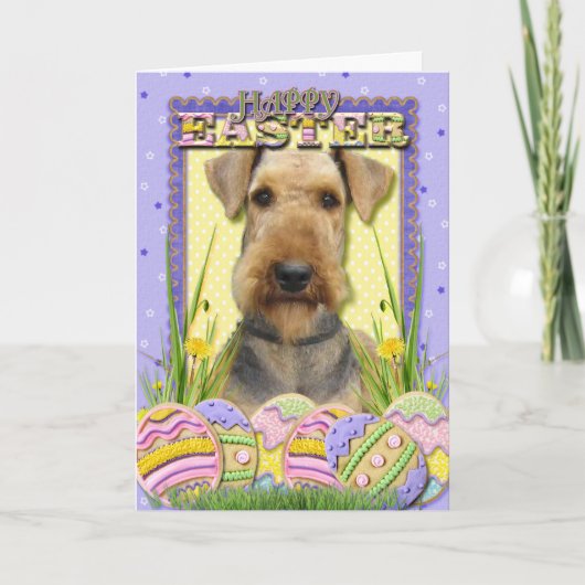 イースターエッグのクッキー- Airedale シーズンカード (正面)