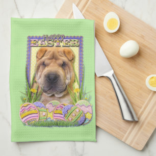 イースターエッグのクッキー- Shar Pei キッチンタオル