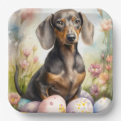 イースターエッグのダックスシュント ペーパープレート (正面)