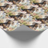 イースターエッグのダックスシュント ラッピングペーパー (角)