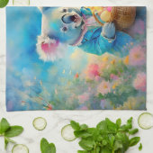 イースターエッグのバスケットを持つコアラ熊 キッチンタオル (折り畳み)