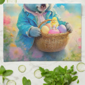 イースターエッグのバスケットを持つコアラ熊 キッチンタオル (折り畳み)