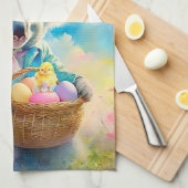 イースターエッグのバスケットを持つコアラ熊 キッチンタオル (四つ折り)