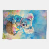 イースターエッグのバスケットを持つコアラ熊 キッチンタオル (横)