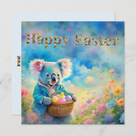 イースターエッグのバスケットを持つコアラ熊 シーズンカード (正面/裏面)