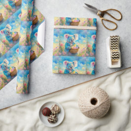 イースターエッグのバスケットを持つコアラ熊 ラッピングペーパー