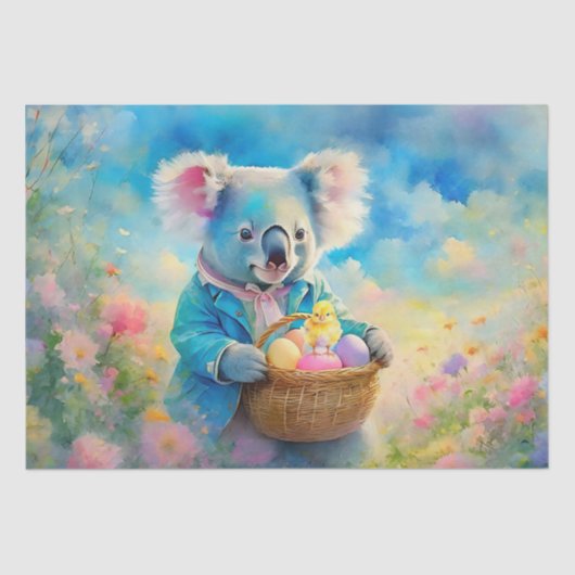 イースターエッグのバスケットを持つコアラ熊 薄葉紙 (正面)