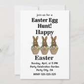 イースターエッグのバスケット ウサギ イースターおめでとう 招待状 (正面)