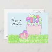 イースターエッグのバスケット シーズンポストカード (正面/裏面)