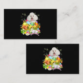 イースターエッグのバスケットcooと白いプードルバニー犬 名刺 (正面/裏面)