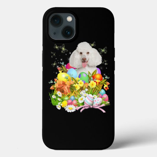 イースターエッグのバスケットcooと白いプードルバニー犬 Case-Mate iPhoneケース (裏面)
