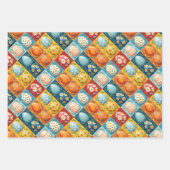 イースターエッグのパッチワークカラフル:ホリデーアート ラッピングペーパーシート (正面3)