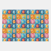 イースターエッグのパッチワークカラフル:ホリデーアート ラッピングペーパーシート (正面2)