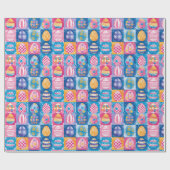 イースターエッグのパッチワークカラフル：ホリデーアート ラッピングペーパー (フラット)