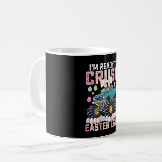 イースターエッグのモンスタートラックをつぶす準備ができている コーヒーマグカップ (正面左)