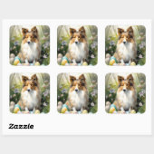 イースターエッグの休日とシェットランドシェプドッグ スクエアシール (シート)