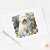 イースターエッグの休日と古い英語シェプドッグ スクエアシール (封筒)