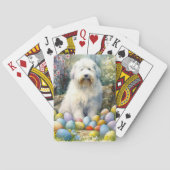 イースターエッグの休日と古い英語シェプドッグ トランプ (裏面)