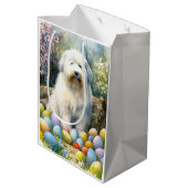 イースターエッグの休日と古い英語シェプドッグ ミディアムペーパーバッグ (裏面アングル)