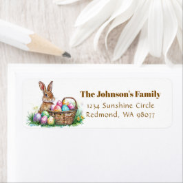 イースターエッグの住所を持つ可愛いバニー ラベル