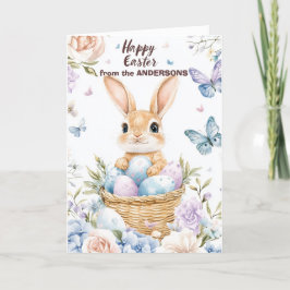 イースターエッグの入ったかごの中のウサギ シーズンカード