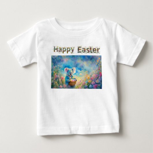 イースターエッグの入ったバスケットを持つコアラ ベビーTシャツ (正面)
