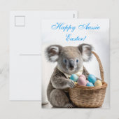 イースターエッグの入った籠を持つコアラ熊 シーズンポストカード (正面/裏面)