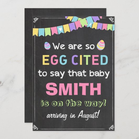 イースターエッグの妊娠リビールアナウンス シーズンカード (正面/裏面)