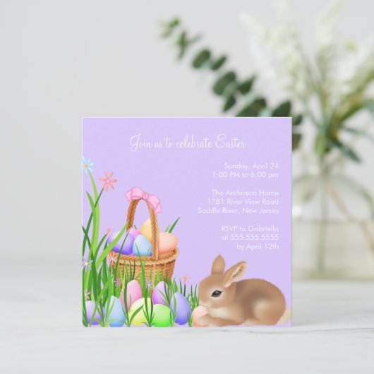 イースターエッグの庭のイースター夕食のパーティの招待状 招待状 (スタンド正面)