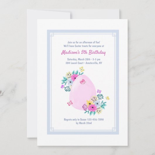 イースターエッグの水彩招待状 招待状 (正面)