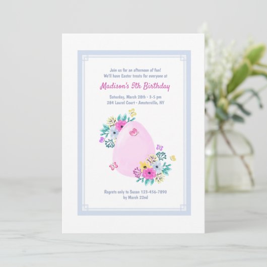 イースターエッグの水彩画の招待状 招待状 (スタンド正面)