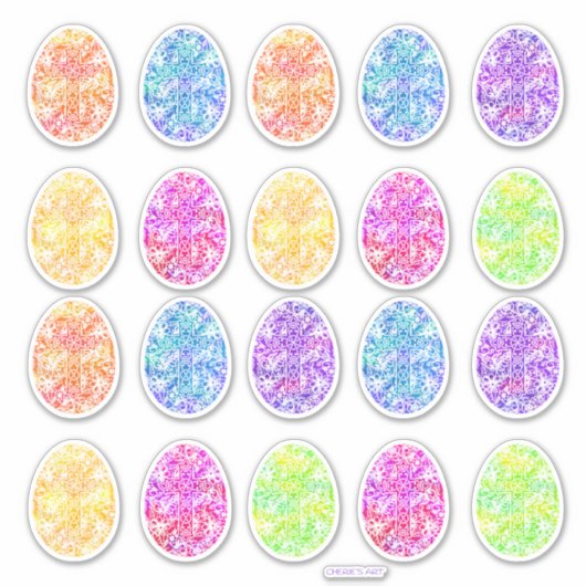 イースターエッグの水色クロス シール (正面)