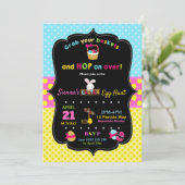 イースターエッグの狩りのパーティの招待状の女の子 招待状 (スタンド正面)