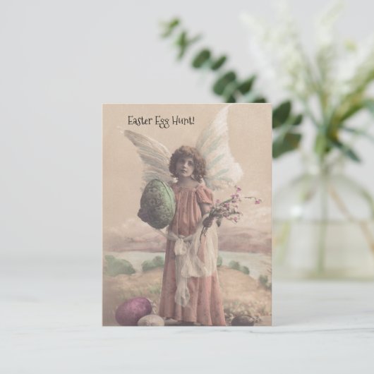 イースターエッグの狩りの天使の隠れるパーティの招待状のPC シーズンポストカード (スタンド正面)