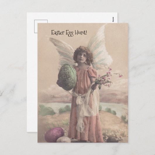イースターエッグの狩りの天使の隠れるパーティの招待状のPC シーズンポストカード (正面/裏面)