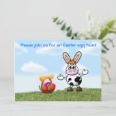 イースターエッグの狩りの招待状のイースターおもしろいのイースター牛 招待状 (スタンド正面)